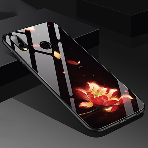 Coque Contour Silicone et Vitre Fleurs Miroir pour Huawei P20 Lite Orange