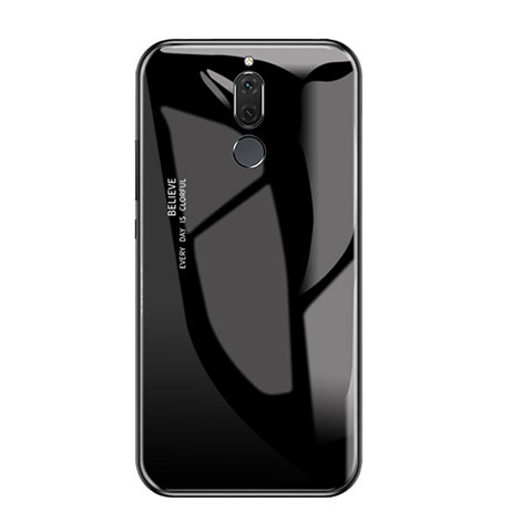 Coque Contour Silicone et Vitre Miroir Housse Etui Degrade Arc en Ciel pour Huawei Rhone Noir