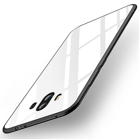 Coque Contour Silicone et Vitre Miroir Housse Etui pour Huawei Mate 10 Blanc