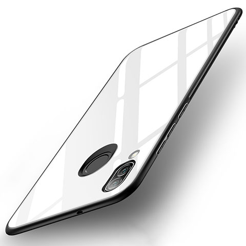 Coque Contour Silicone et Vitre Miroir Housse Etui pour Huawei P20 Lite Blanc