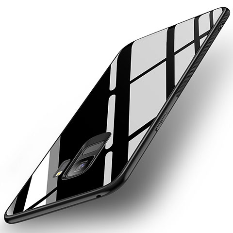 Coque Contour Silicone et Vitre Miroir Housse Etui pour Samsung Galaxy S9 Noir