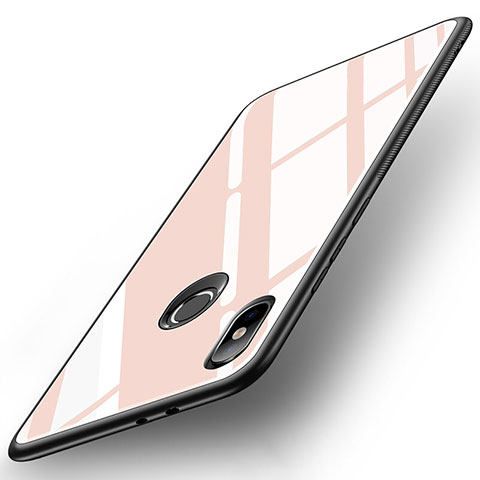 Coque Contour Silicone et Vitre Miroir Housse Etui pour Xiaomi Mi A2 Or Rose