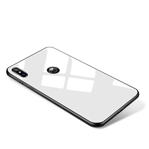Coque Contour Silicone et Vitre Miroir Housse Etui pour Xiaomi Mi Mix 2S Blanc