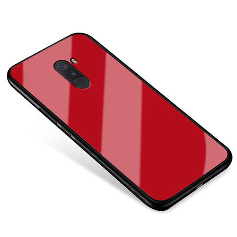 Coque Contour Silicone et Vitre Miroir Housse Etui pour Xiaomi Pocophone F1 Rouge