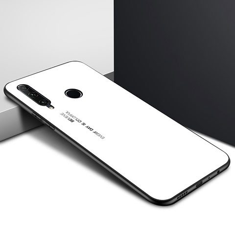 Coque Contour Silicone et Vitre Motif Fantaisie Miroir Etui Housse K01 pour Huawei Honor 20 Lite Blanc