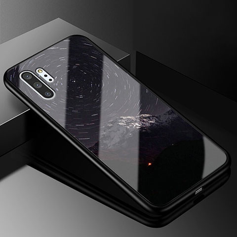 Coque Contour Silicone et Vitre Motif Fantaisie Miroir Etui Housse K01 pour Samsung Galaxy Note 10 Plus 5G Gris Fonce