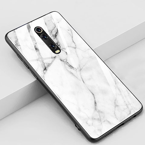 Coque Contour Silicone et Vitre Motif Fantaisie Miroir Etui Housse K01 pour Xiaomi Mi 9T Blanc