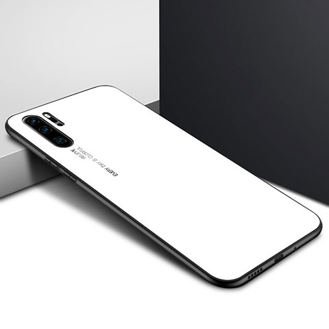 Coque Contour Silicone et Vitre Motif Fantaisie Miroir Etui Housse K02 pour Huawei P30 Pro New Edition Blanc