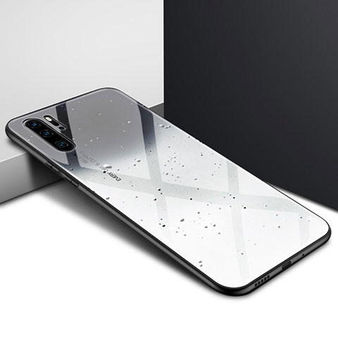 Coque Contour Silicone et Vitre Motif Fantaisie Miroir Etui Housse K02 pour Huawei P30 Pro New Edition Gris