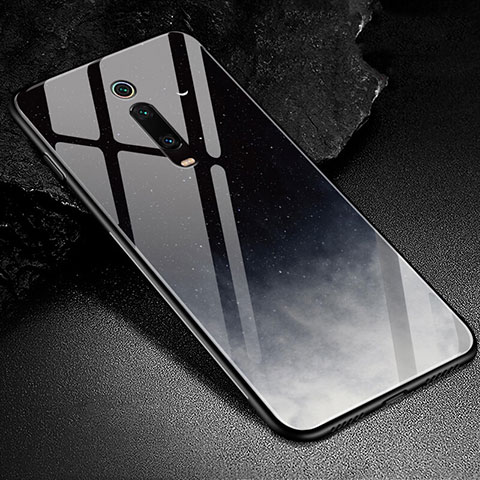 Coque Contour Silicone et Vitre Motif Fantaisie Miroir Etui Housse K02 pour Xiaomi Redmi K20 Pro Noir