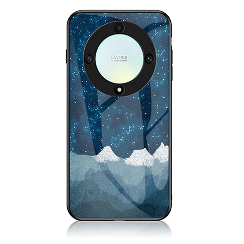 Coque Contour Silicone et Vitre Motif Fantaisie Miroir Etui Housse LS1 pour Huawei Honor Magic5 Lite 5G Bleu