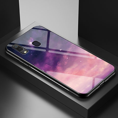 Coque Contour Silicone et Vitre Motif Fantaisie Miroir Etui Housse LS1 pour Samsung Galaxy A30 Violet