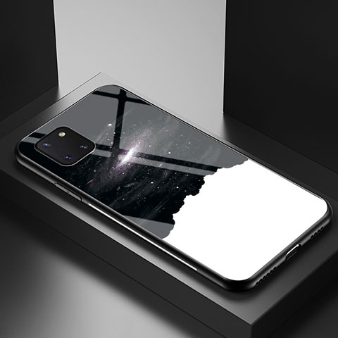 Coque Contour Silicone et Vitre Motif Fantaisie Miroir Etui Housse LS1 pour Samsung Galaxy A81 Noir
