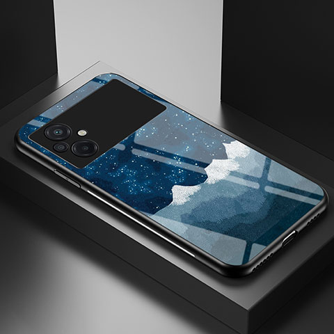 Coque Contour Silicone et Vitre Motif Fantaisie Miroir Etui Housse LS1 pour Xiaomi Poco M5 4G Bleu