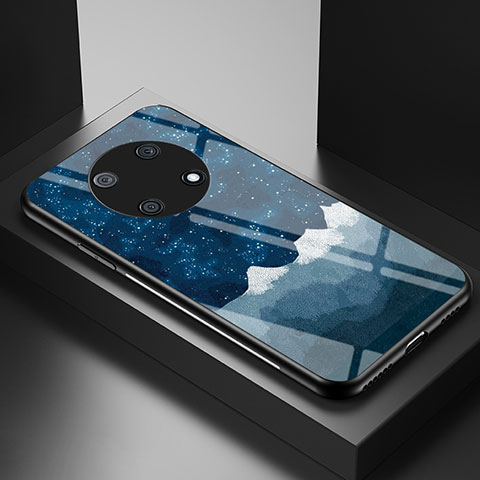 Coque Contour Silicone et Vitre Motif Fantaisie Miroir Etui Housse LS2 pour Huawei Nova Y90 Bleu