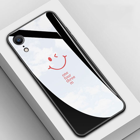 Coque Contour Silicone et Vitre Motif Fantaisie Miroir Etui Housse pour Apple iPhone XR Noir