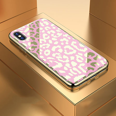 Coque Contour Silicone et Vitre Motif Fantaisie Miroir Etui Housse pour Apple iPhone Xs Max Or Rose