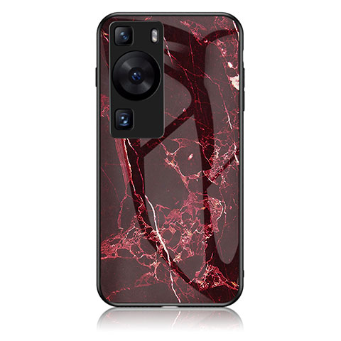 Coque Contour Silicone et Vitre Motif Fantaisie Miroir Etui Housse pour Huawei P60 Pro Rouge