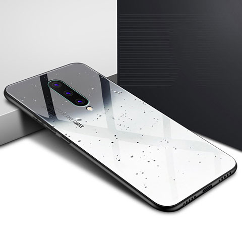 Coque Contour Silicone et Vitre Motif Fantaisie Miroir Etui Housse pour OnePlus 8 Gris