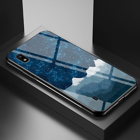 Coque Contour Silicone et Vitre Motif Fantaisie Miroir Etui Housse pour Samsung Galaxy A10 Bleu