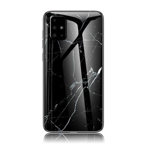 Coque Contour Silicone et Vitre Motif Fantaisie Miroir Etui Housse pour Samsung Galaxy A51 4G Noir
