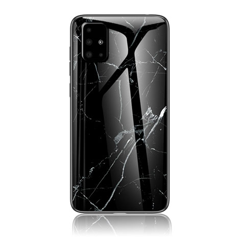 Coque Contour Silicone et Vitre Motif Fantaisie Miroir Etui Housse pour Samsung Galaxy A71 4G A715 Noir