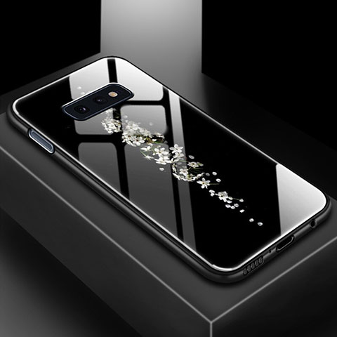 Coque Contour Silicone et Vitre Motif Fantaisie Miroir Etui Housse pour Samsung Galaxy S10e Noir