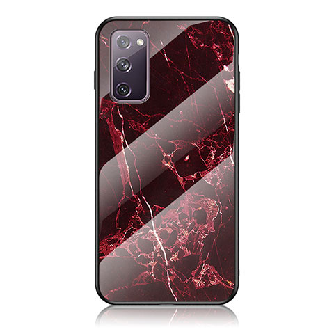 Coque Contour Silicone et Vitre Motif Fantaisie Miroir Etui Housse pour Samsung Galaxy S20 FE 5G Rouge
