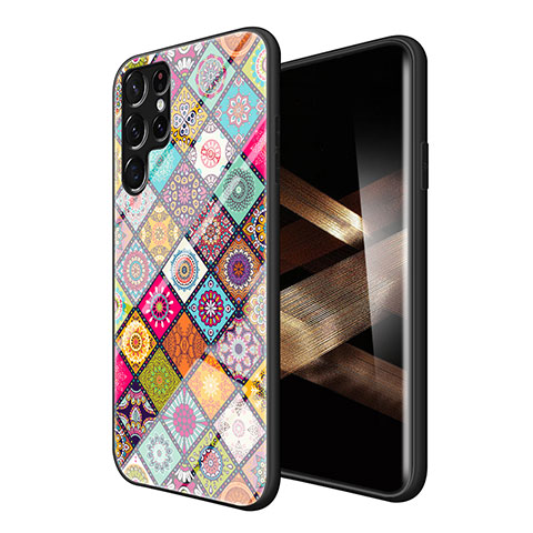 Coque Contour Silicone et Vitre Motif Fantaisie Miroir Etui Housse pour Samsung Galaxy S24 Ultra 5G Colorful