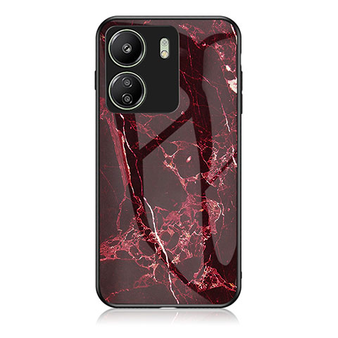 Coque Contour Silicone et Vitre Motif Fantaisie Miroir Etui Housse pour Xiaomi Redmi 13C Rouge
