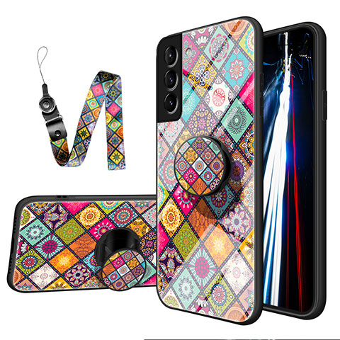 Coque Contour Silicone et Vitre Motif Fantaisie Miroir Etui Housse S01 pour Samsung Galaxy S22 5G Colorful