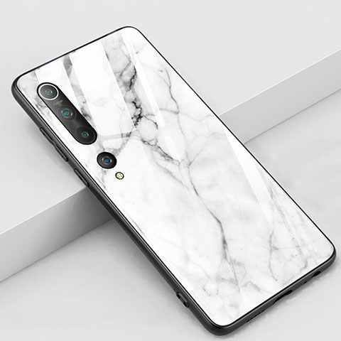 Coque Contour Silicone et Vitre Motif Fantaisie Miroir Etui Housse S01 pour Xiaomi Mi 10 Blanc