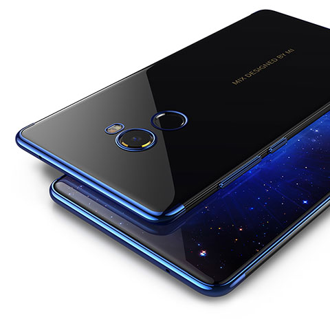 Coque Contour Silicone et Vitre Transparente Mat pour Xiaomi Mi Mix 2 Bleu