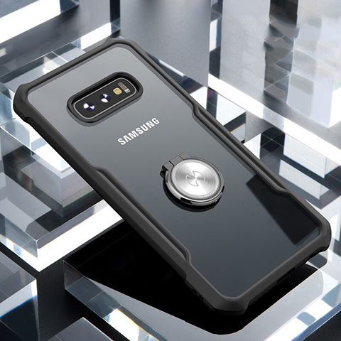 Coque Contour Silicone et Vitre Transparente Miroir 360 Degres avec Support Bague Anneau Aimante Magnetique pour Samsung Galaxy S10e Noir