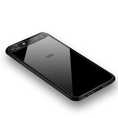 Coque Contour Silicone et Vitre Transparente Miroir 360 Degres pour OnePlus 5 Noir