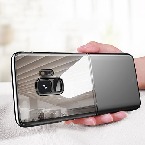 Coque Contour Silicone et Vitre Transparente Miroir 360 Degres pour Samsung Galaxy S9 Noir