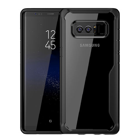 Coque Contour Silicone et Vitre Transparente Miroir Housse Etui pour Samsung Galaxy Note 8 Noir