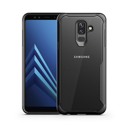 Coque Contour Silicone et Vitre Transparente Miroir pour Samsung Galaxy A6 Plus (2018) Noir