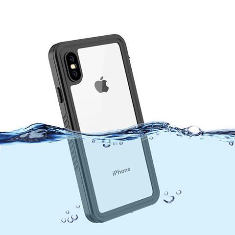 Coque Etanche Contour Silicone et Plastique Housse Etui Waterproof 360 Degres pour Apple iPhone X Noir