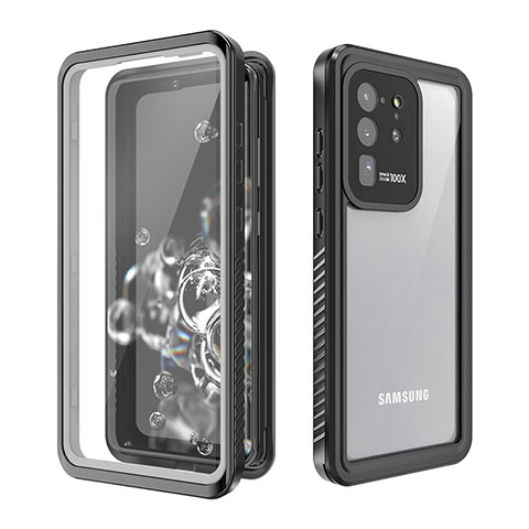 Coque Etanche Contour Silicone et Plastique Housse Etui Waterproof 360 Degres W02 pour Samsung Galaxy S20 Ultra 5G Noir