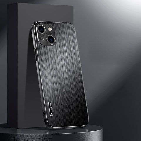 Coque Luxe Aluminum Metal Housse et Bumper Silicone Etui AT1 pour Apple iPhone 14 Noir