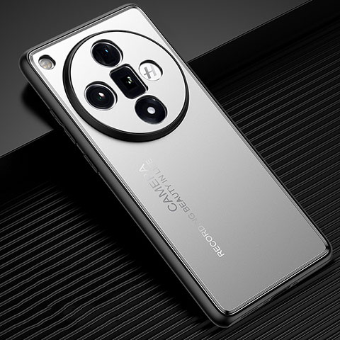 Coque Luxe Aluminum Metal Housse et Bumper Silicone Etui JL2 pour Oppo Find X7 5G Argent