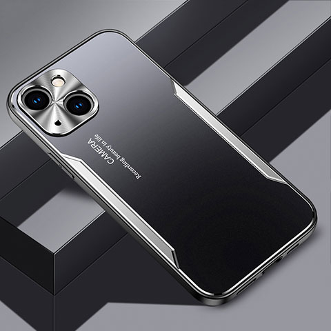 Coque Luxe Aluminum Metal Housse et Bumper Silicone Etui JL3 pour Apple iPhone 14 Plus Argent