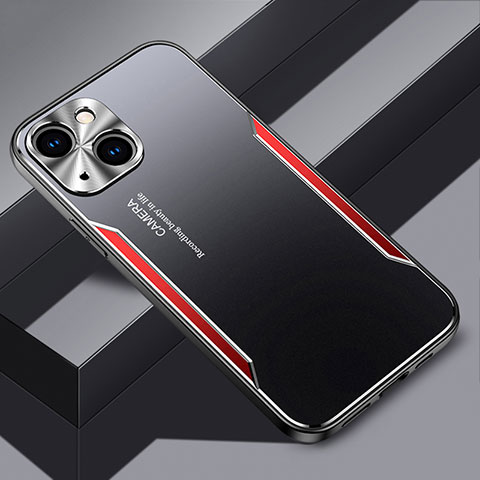 Coque Luxe Aluminum Metal Housse et Bumper Silicone Etui JL3 pour Apple iPhone 14 Rouge