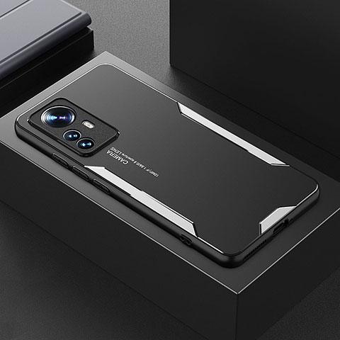Coque Luxe Aluminum Metal Housse et Bumper Silicone Etui pour Xiaomi Mi 12S Pro 5G Argent