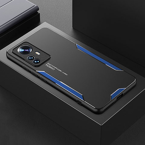 Coque Luxe Aluminum Metal Housse et Bumper Silicone Etui pour Xiaomi Mi 12S Pro 5G Bleu
