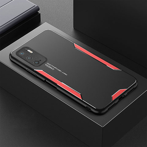 Coque Luxe Aluminum Metal Housse et Bumper Silicone Etui pour Xiaomi Redmi Note 10T 5G Rouge