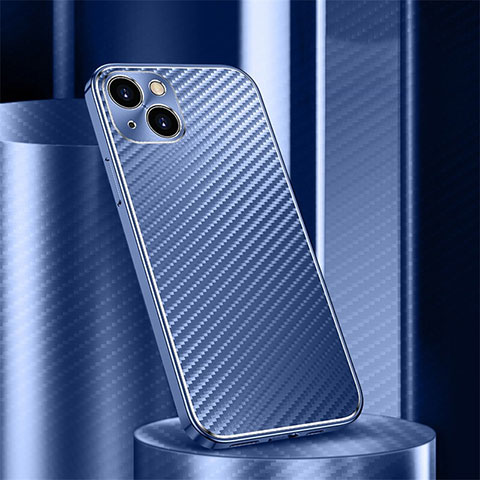 Coque Luxe Aluminum Metal Housse Etui 360 Degres M01 pour Apple iPhone 13 Mini Bleu