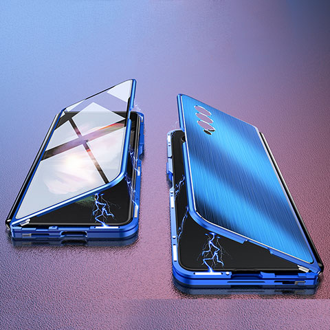 Coque Luxe Aluminum Metal Housse Etui 360 Degres P02 pour Samsung Galaxy Z Fold3 5G Bleu