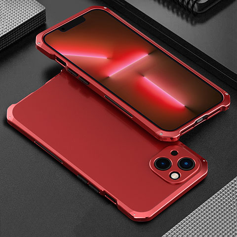Coque Luxe Aluminum Metal Housse Etui 360 Degres pour Apple iPhone 14 Plus Rouge